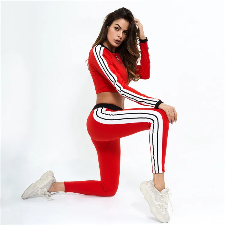 Custom Lumbar Long-sleeved Casual Suit Zipper Stitching Color Tracksuit Women