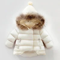 

2019 new design thickened children's real fur collar down jacket coat korean design 1-7 year old kids coat