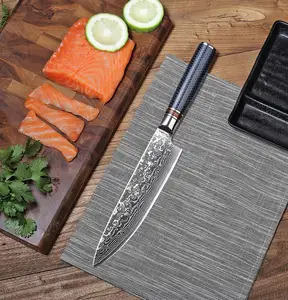 Image of 8Inch Damascus Steel Kitchen Chef Gyuto Knife with Resin Handle