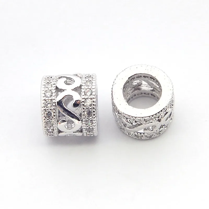 

PandaHall New Items Brass Micro Pave Cubic Zircon Column Spacer Beads