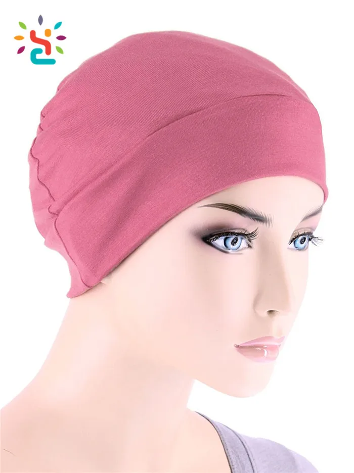 Wholesale Solid Color Cancer Turban Cap Sleep Caps Soft