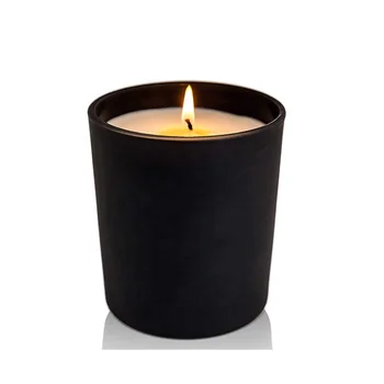 Wholesale Empty Luxury Matte Black Frosted Glass Candle Jar With Lid ...