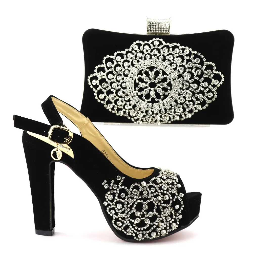 

Italian Ladies Shoe and Bag Set Decorated with Rhinestone Nigerian Women Wedding Shoe and Bag Set Nigerian Party Shoes