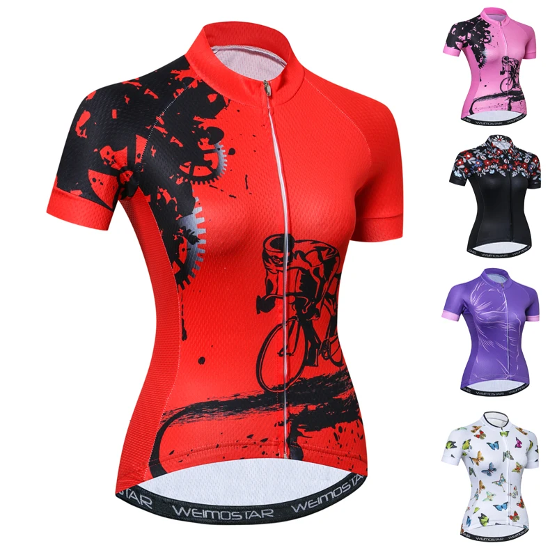 

Custom Maillot Ropa Ciclismo Bike Clothing Ladies Shirts Top Outdoor Sports Women Cycling Jersey Cycle Clothes Black Red Pink