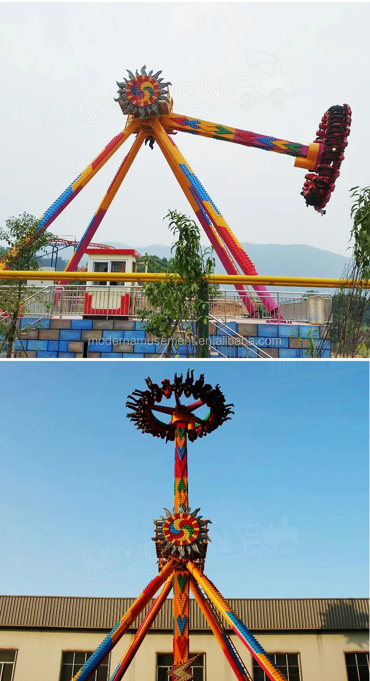 Fairground Amusement Park Thrilling Rides Giant Games Crazy Swing Frisbee Hammer Big Degree