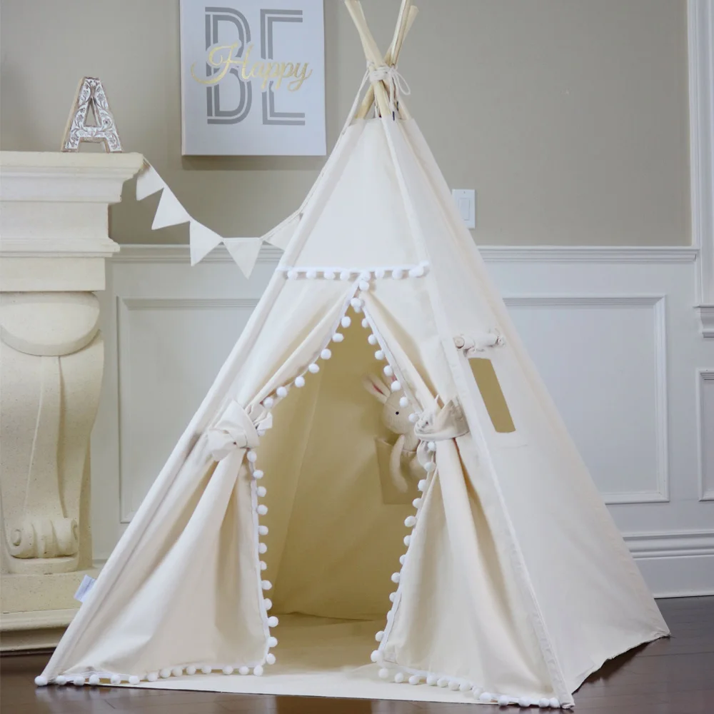 
Natural Pom Pom Teepee kids play Teepee 