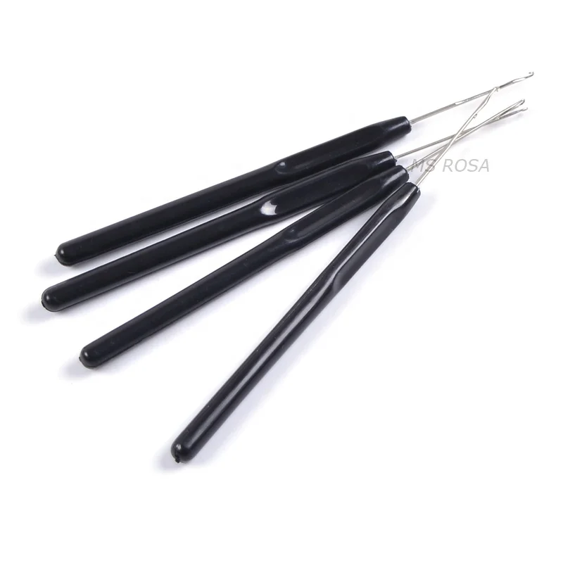 

Wholesale plastic micro ring beads loop hook needles threader for hair extension tools, Different colors