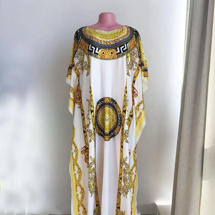 

A6064 ladies printing with diamond special loose long gown chic mama dress, Black