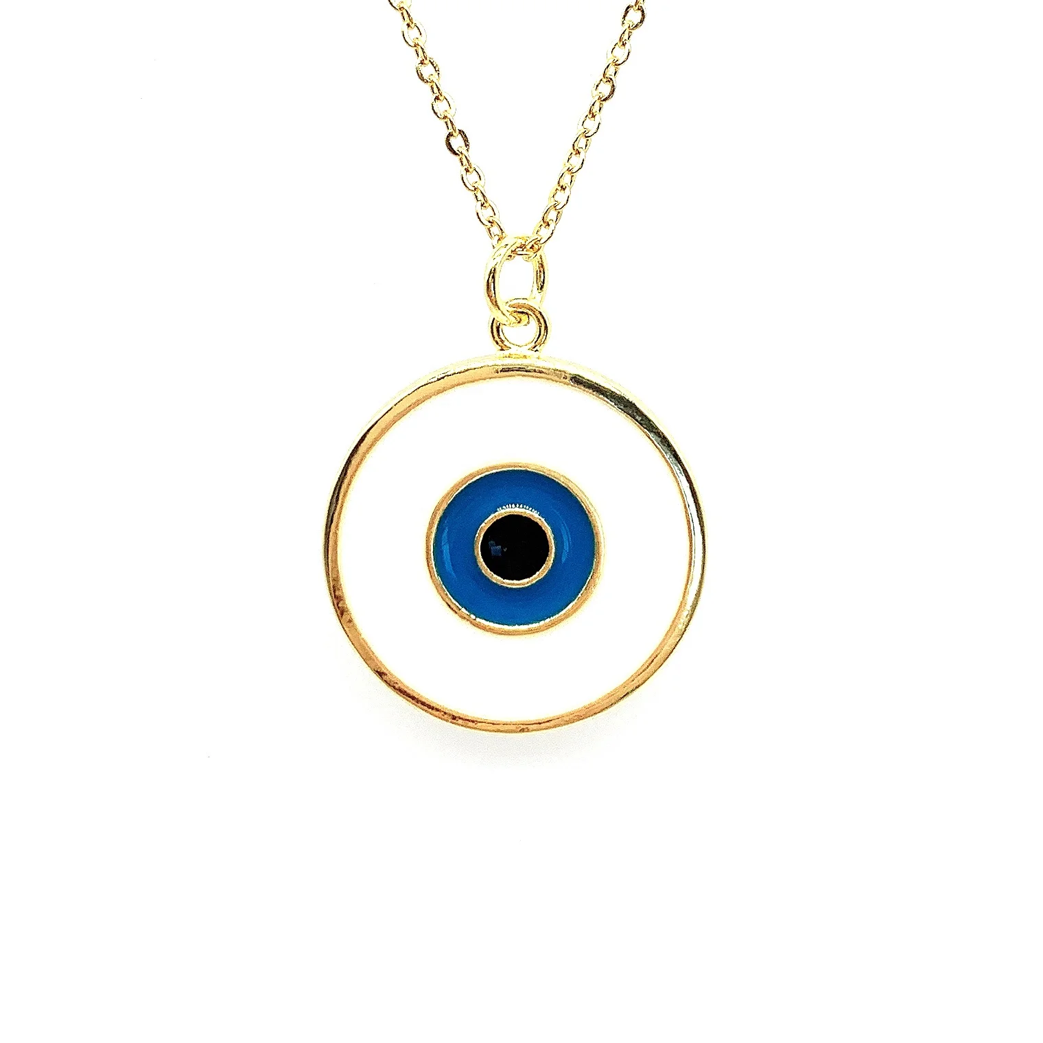 

Popular jewelry gold chian evil eyes simple design coin necklace, Gold, rose gold, silver, black