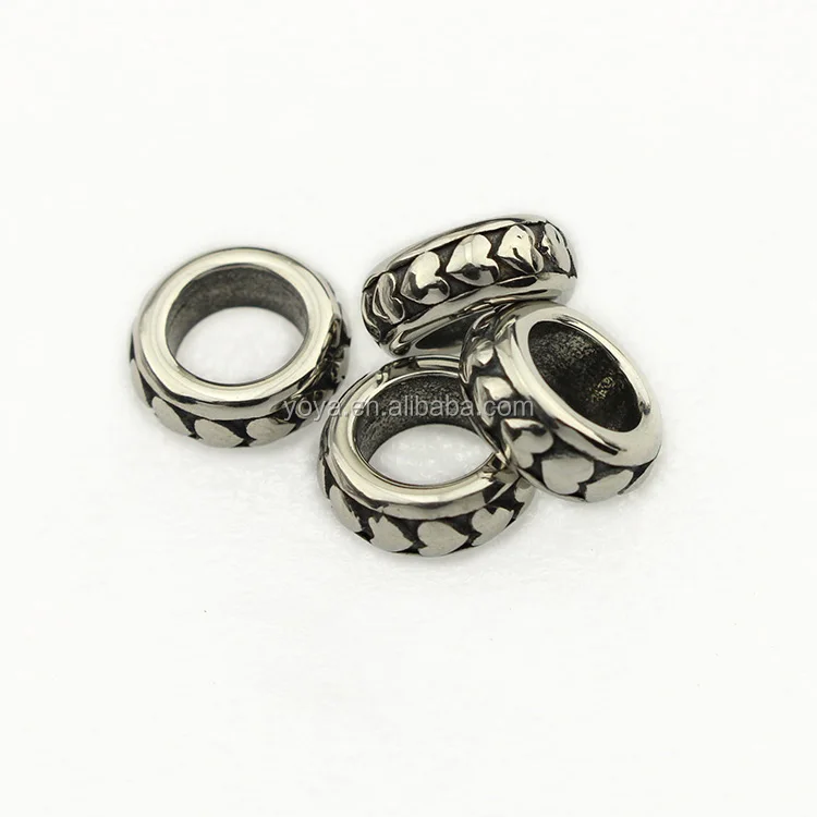 

S920 Fashion big hole heart pattern stainless steel roundel spacer beads, european beads for bracelet making