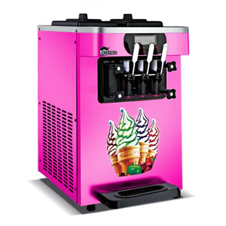 

China Factory Supply New design table top 3 flavor soft ice cream machine/ice cream making machine, Pink/sliver/yellow