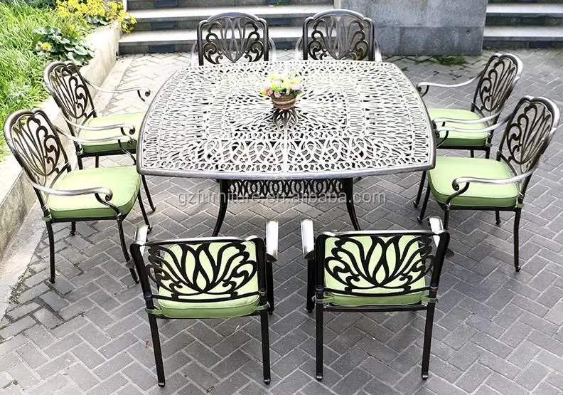 Cast Aluminium Teras Makan Set 9 Pc Outdoor Furniture Square Nassau Meja 8 Kursi Buy Taman Outdoor Furniture Set Meja Makan Klasik Makan Set Meja Product On Alibaba Com