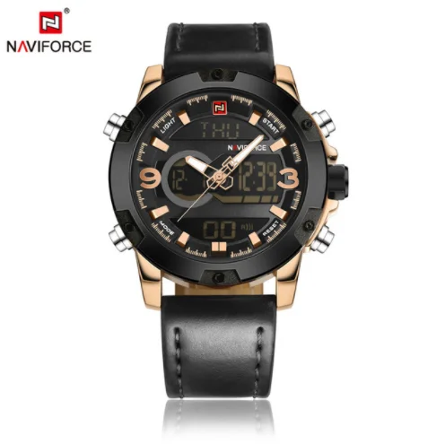 

NAVIFORCE 9097 Dual Time Display Watch Men Luminous Quartz Mens Watches Top Brand Luxury Digital Sport Military Men Wristwatch