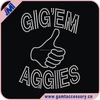 Texas A&M University Gig 'Em Aggies Thumbs Up iron on Rhinestone Transfer