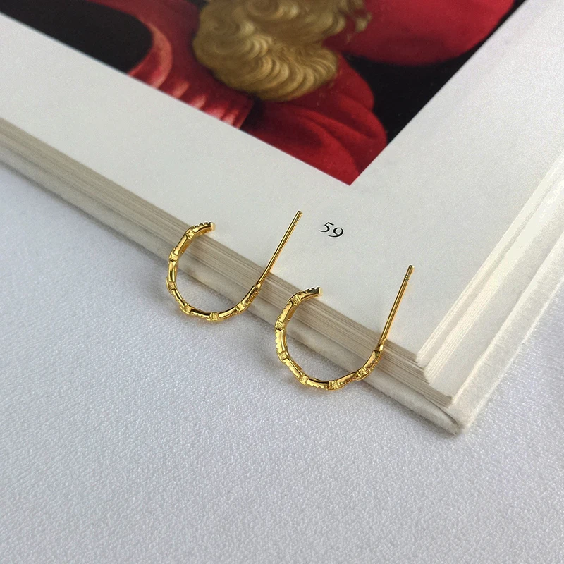 

New trend minimalist metal style gold-plated earring hoop for women