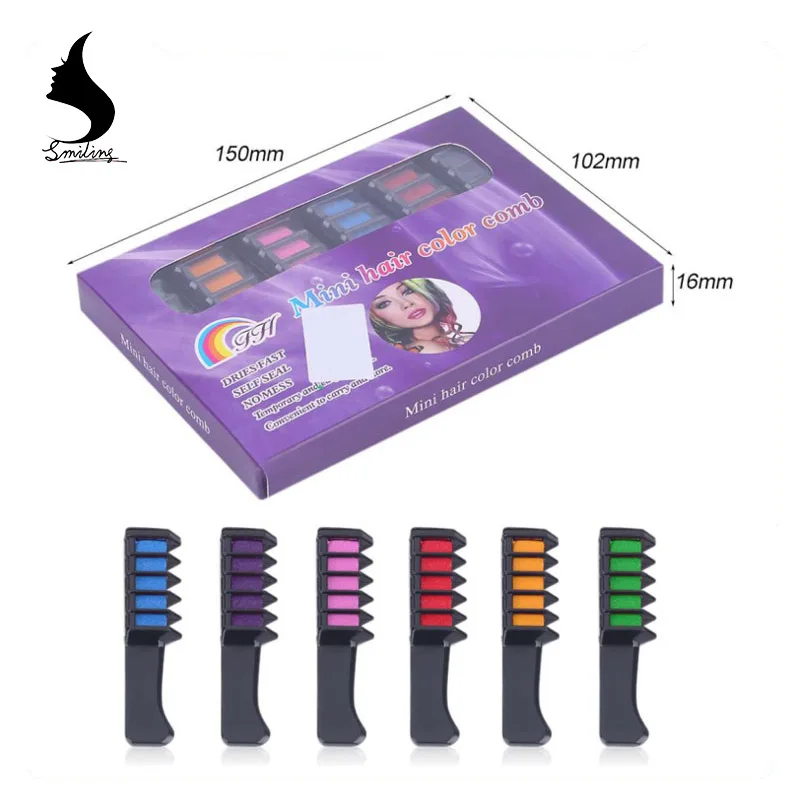 
New Product Temporary Hair Dye Chalk Set Magic Comb Easy Use Disposable Mini Hair Chalk Set Multicolor Chalk Powder 