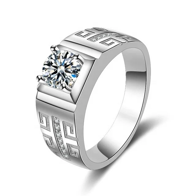 

Wedding Rings Silver Plated White Cubic Zircon Simple Statement Designer Women Men Ring Jewelry Gift