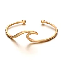 

Fashion Women Jewelry Wholesales Gold Tone Waves Design Open Metal Bracelet