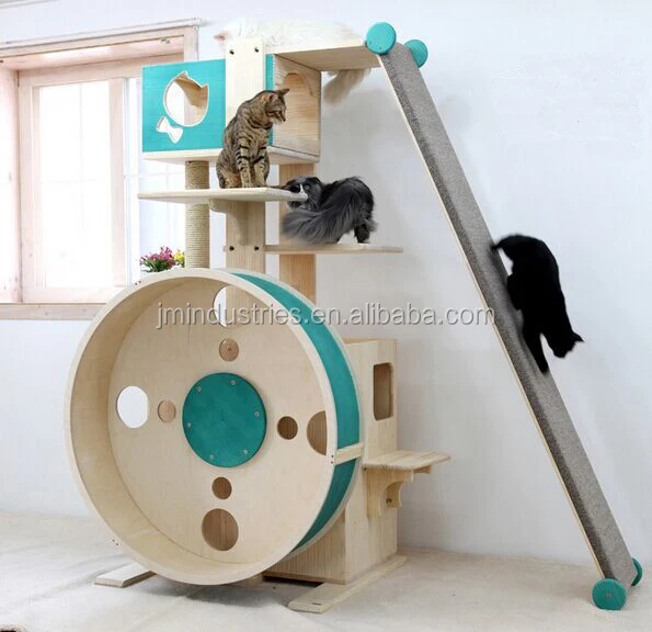 cat tower with wheel