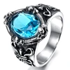 Wholesale 2017 Stainless Steel Fleur De Lis Shaped Blue Sapphire Ring For Men