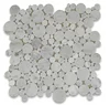 Carrara White Italian Carrera Marble Bubble Round Mosaic Tile Honed