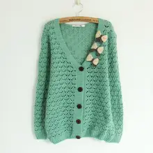 casual women Sweater Long sleeve knitted Cardigans 2014 Women Fashion Open Stitch V-Neck Casual Tricotado Sweaters with bow 26
