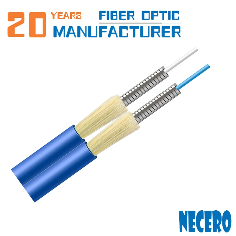 Indoor 2 core armoured fiber optic cable By 20 years factory Necero - ANKUX.COM