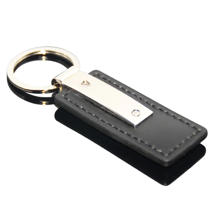 Black Pu Leather Key Ring Keychain Men's Simple Key Chain Holder Keyfob ...