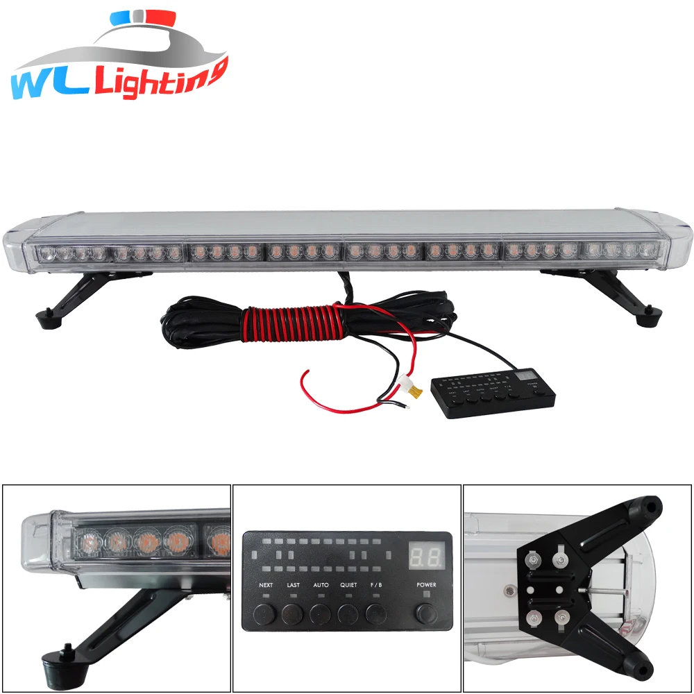 Digital Controller Amber 96cm 72W LED Car Tow Truck Emergency Hazard Warning Security Roof Top Strobe Light Bar