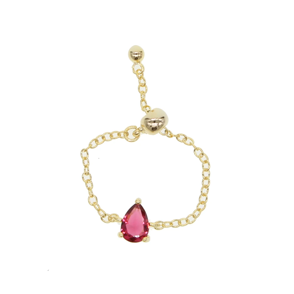 

adjust cz chain women finger jewelry simple single tear drop cubic zirconia birthstone Midi ring, Customized
