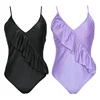 Ladies' triangle swimsuit wholesale solid color sexy BIKINI strappy pleated swimwear