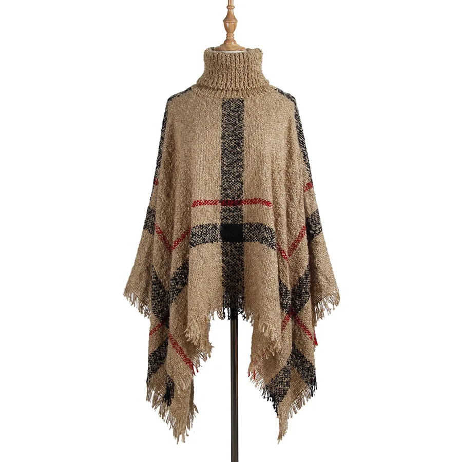 

Medium length high collar tassel loose women knitwear sweater