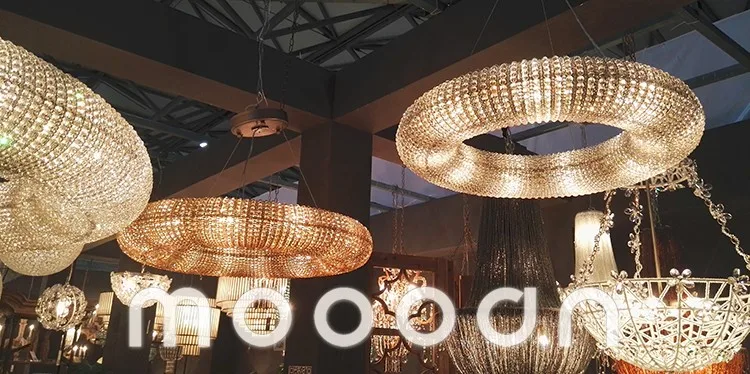 Modern decorative large and luxury round ring Pendant Light K9 chain crystal chandelier for hotel
