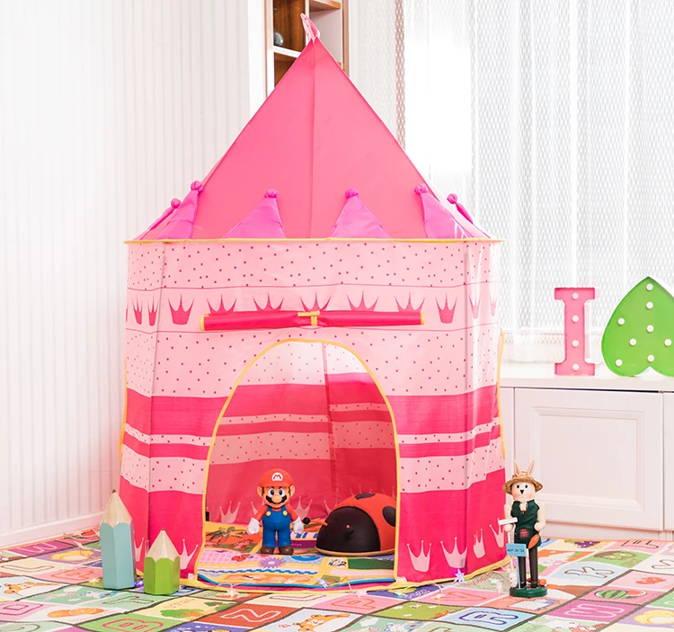 

Amazon wholesale custom Foldable waterproof pop up baby children indoor pink princess castle play tent outdoor girl boy tent, Customized