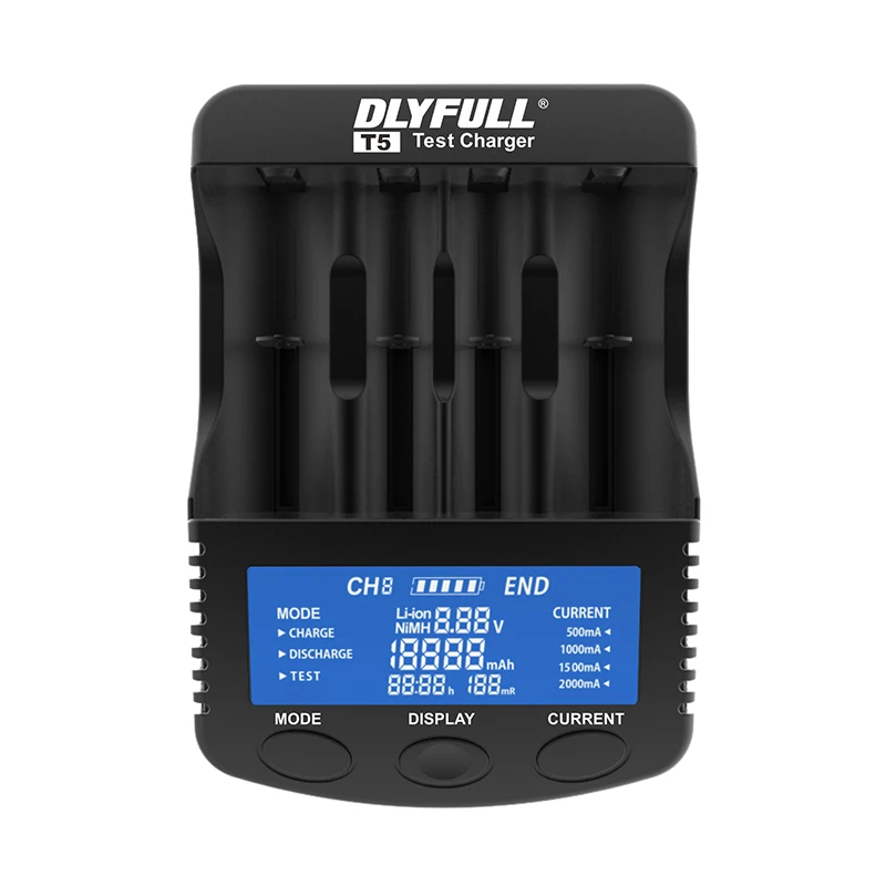

18650 LCD smart charger with test function and power bank function, Black