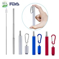 

2019 Amazon Hot Portable Collapsible Reusable Straws Foldable Stainless Steel Metal Travel Straw Drinking with Case