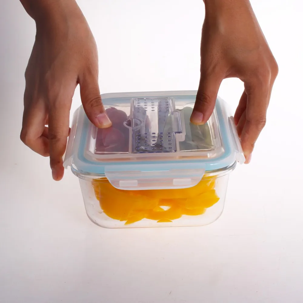 3 Compartments Glass Material Bento Lunch Box/950ml Glass Food