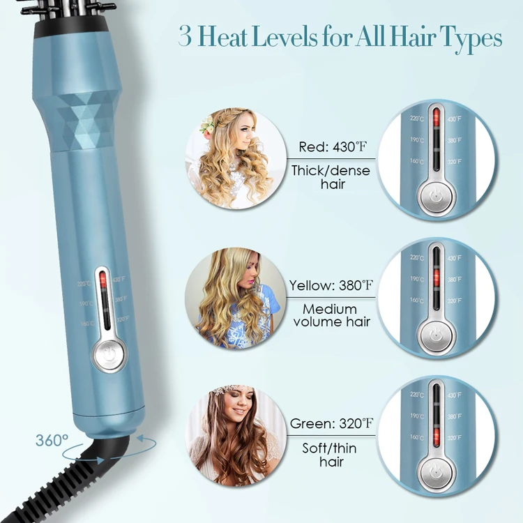 Hot Selling Product 2019 One Step Hair Comb Volumizer Straightener Curling Iron Brush