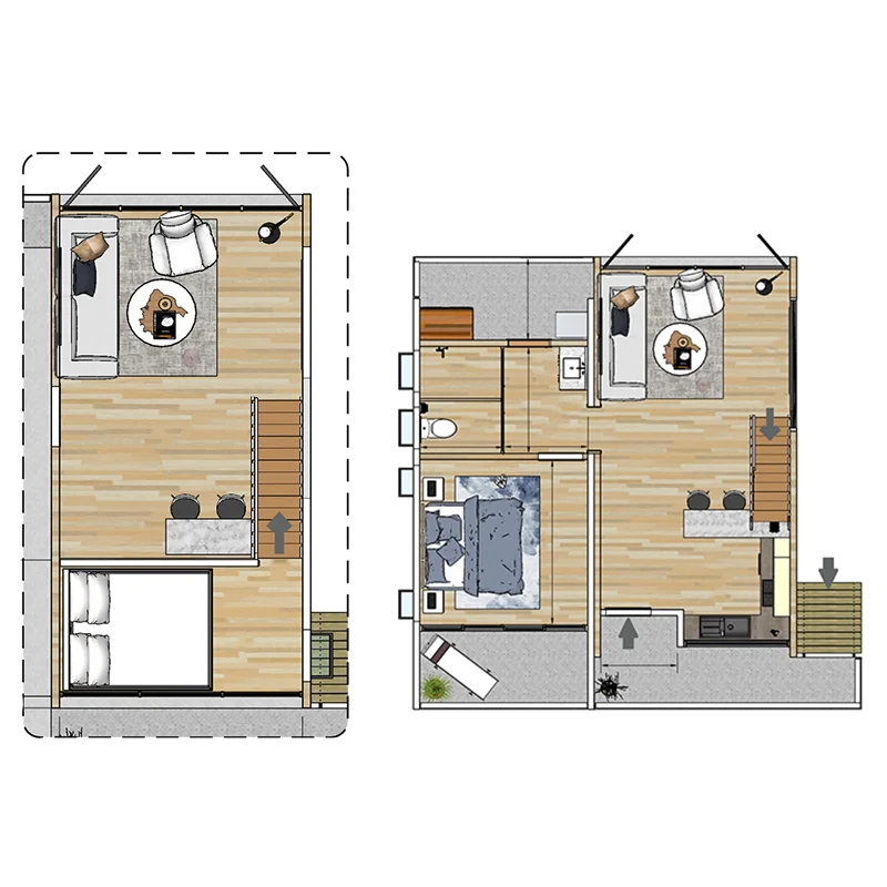 Light Steel Structure 360 Degree Rotation intelligent sunshine tracking system Holiday House Prefabricated luxury villa