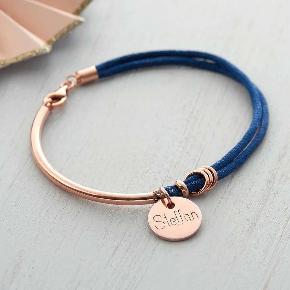 

2018 Wholesale  personalized name bracelet No MOQ stainless steel bracelet with colorful rope, Custom