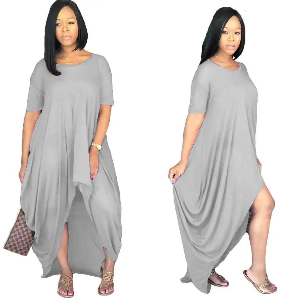 

high low dress plus size maxi women dress with short sleeve