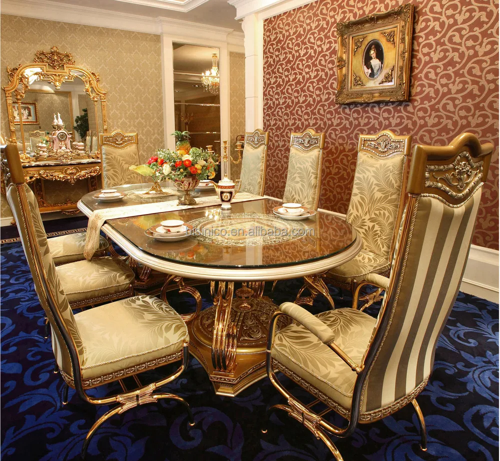 Luxus französisch barock goldenen metall esstisch mit stühlen ... Luxus esszimmer stühle