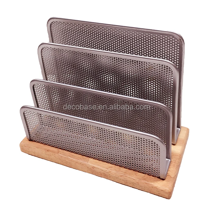 
Metal With Wooden Base Letter Tray Organizer  (60672596773)