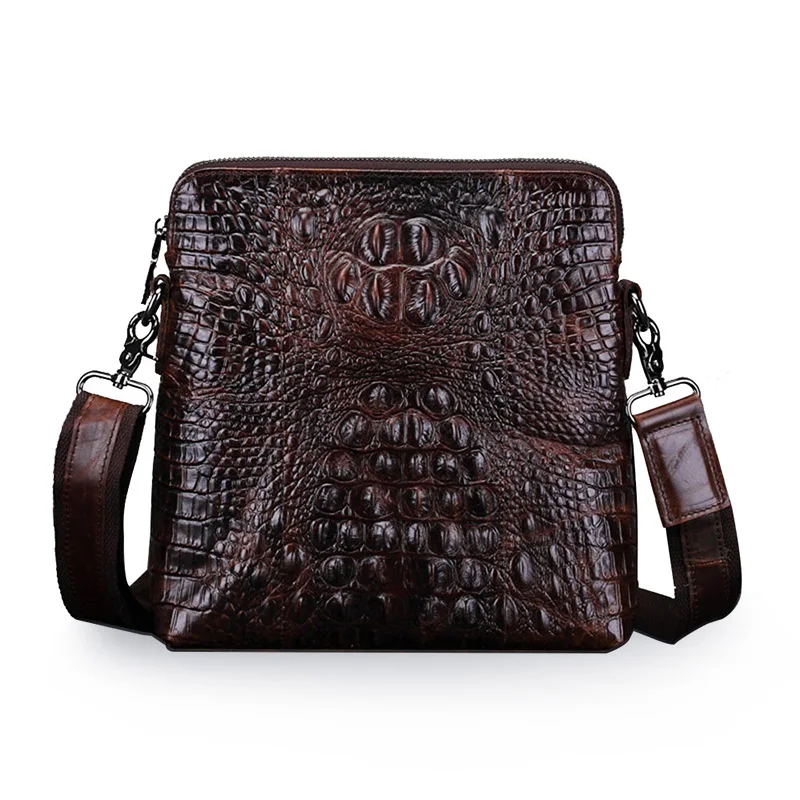 Hot 3d Crocodile Man Bag Genuine Cow Leather Shoulder Bag Fashion ...