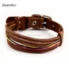 Genuine Leather Women Man Woven Bracelets Unisex Multi-Layer Buckle DIY Christmas Rock Colorful Bracelet