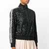 2018 New Gradient Sequins turtleneck Pilot Jackets Shiny Women Baseball bomber rhinestone shiny bling Cropped sport Jackets