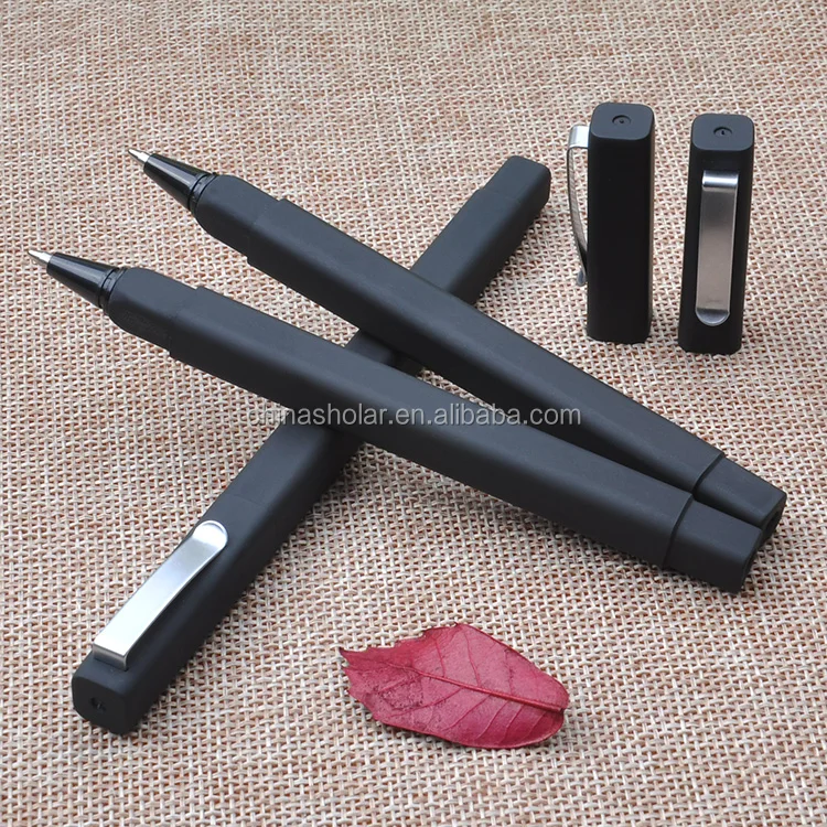 
High Quality Promotional Gift Black Square Shape Rubber Pen With Custom Logo 