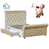 Free Sample White Twin Cherry Full Sleigh Bed With Storage