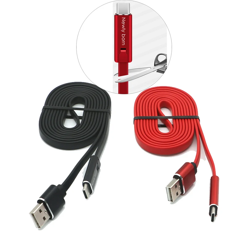 

2019 latest design smartphone unbreakable repeat cut repairable usb 3.1 type c type-c charging cable, Black