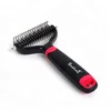 Two Sided Pet Dematting Comb Rake for Dogs Gently Removes Loose Undercoat